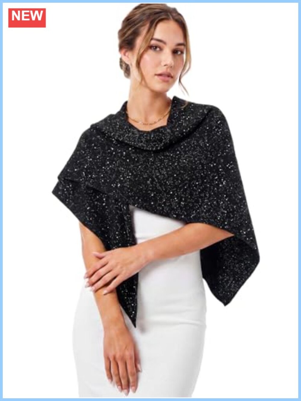 Sequin Triangle Shawl Wrap Poncho One Size Fits All